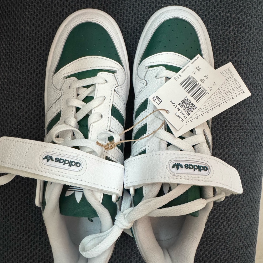 Adidas Green and White Sneakers